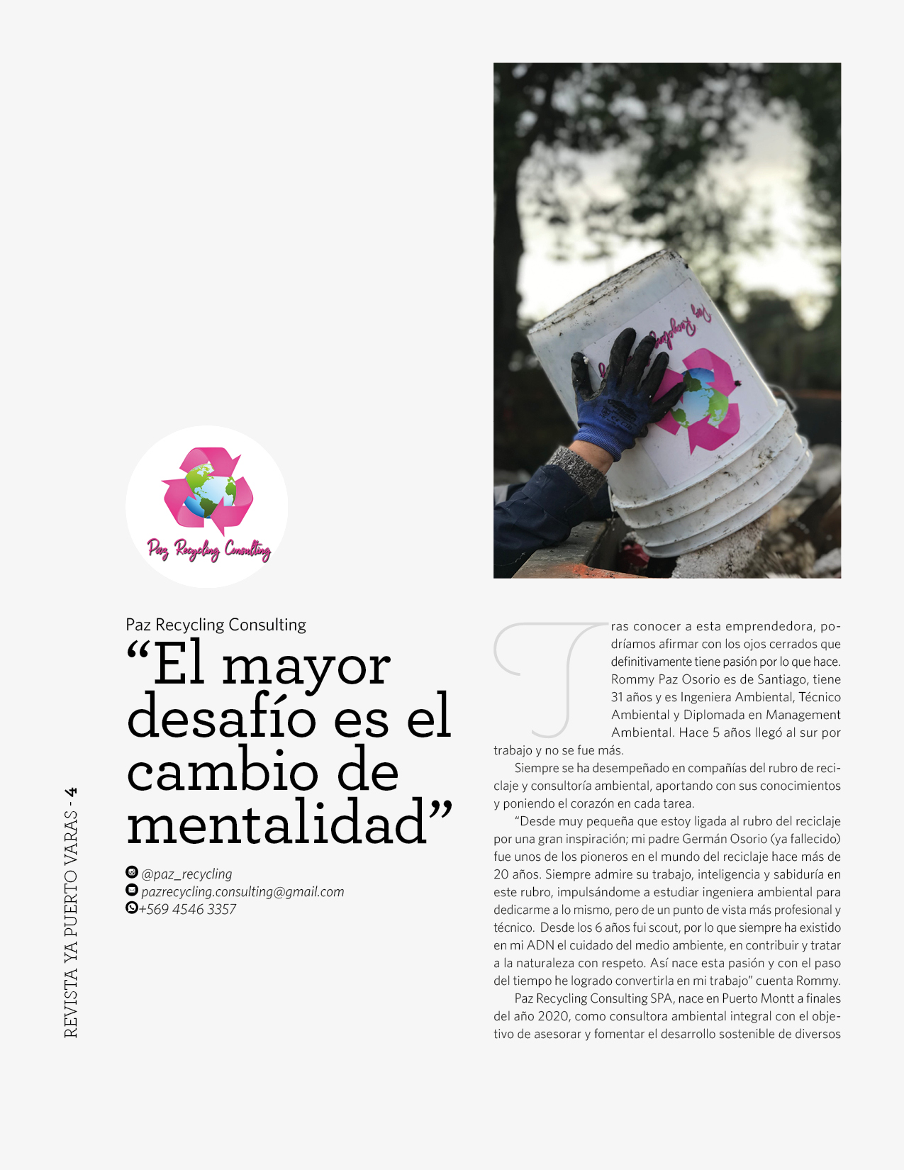 RevistaYAPuertoVaras: 'El mayor desafío es el cambio de mentalidad'